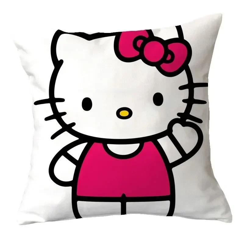 Home Decor Adorable Hello Kitty Digital Printed Pillow Covers Pattern Cushion Cover Suitable For Sofa Bedroom Car Pillow Cover
