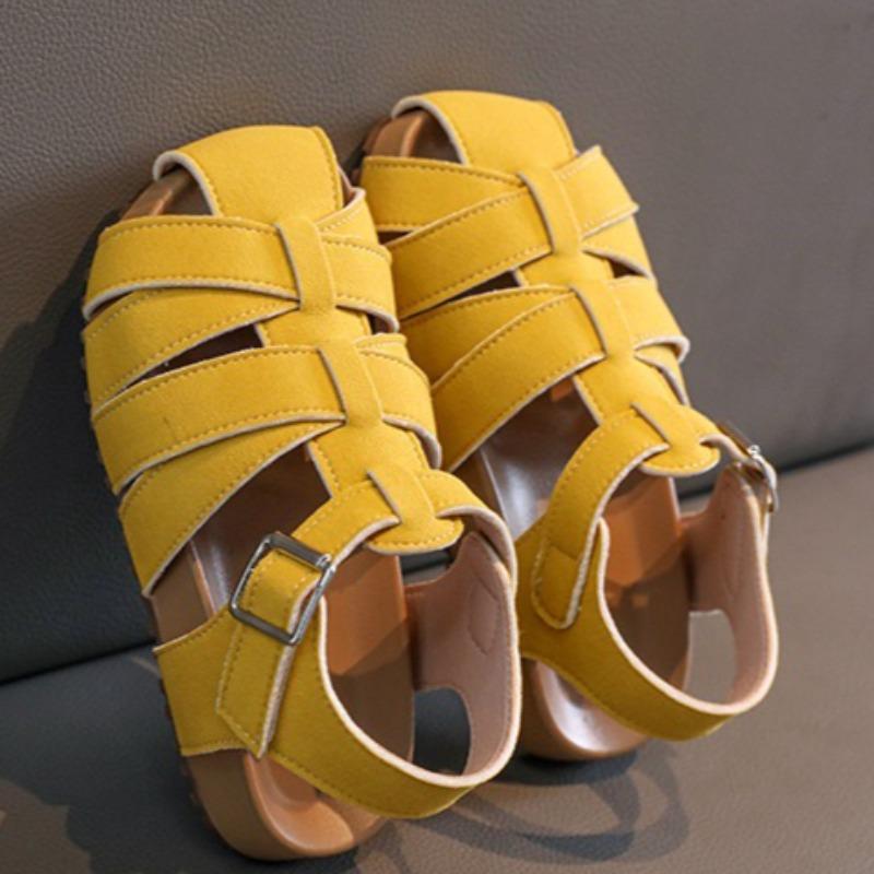 

Little Kids Birkenstock Beach Sandals, Closed Toe Hollow Out Soft Sole Hook-and-Loop Casual Shoes for Girls 23 жёлтый