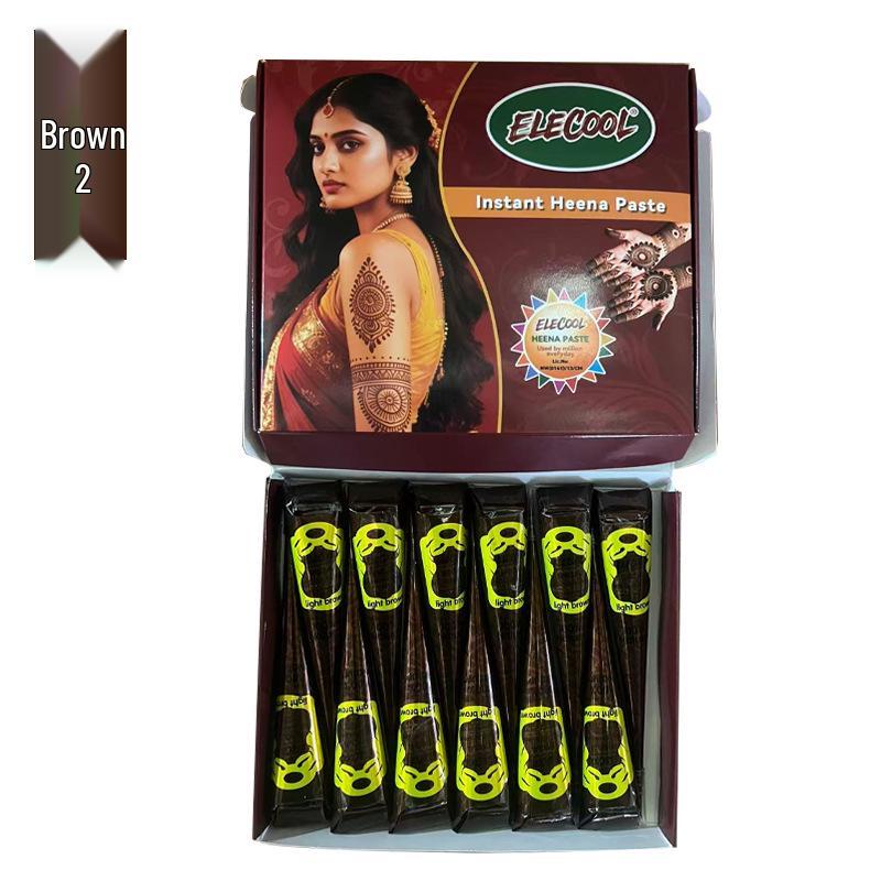 Plant-Based Henna Tattoo Paste: Hand-Painted Semi-Concealing Cream with Various Shades Available