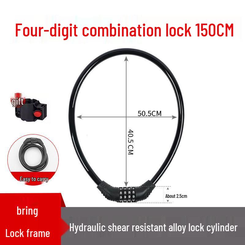 Waterproof Anti-theft Steel Cable Lock for Motorcycles, E-Bikes, and Helmets