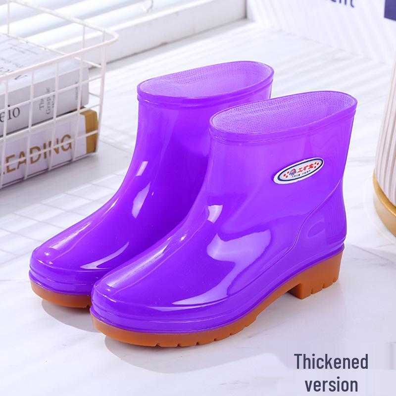 Women's Oxford Sole Waterproof Short Rain Boots - Non-Slip Fashion Outerwear Rubber Shoes