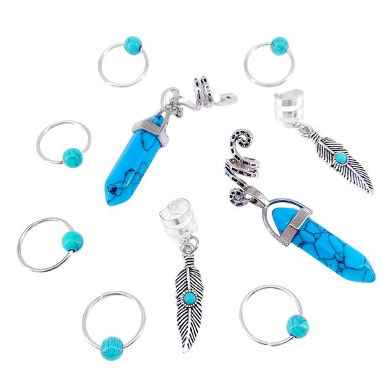 10Pcs Braid Hair Buckles Feather Style Dreadlocks Hair Accessories Alloy Open Design Braid