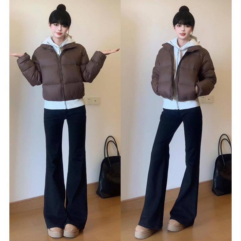 

Short Down Jacket for Women New Winter Thick Jacket for Women Autumn and Winter Small Stand-up Collar Bread Jacket S