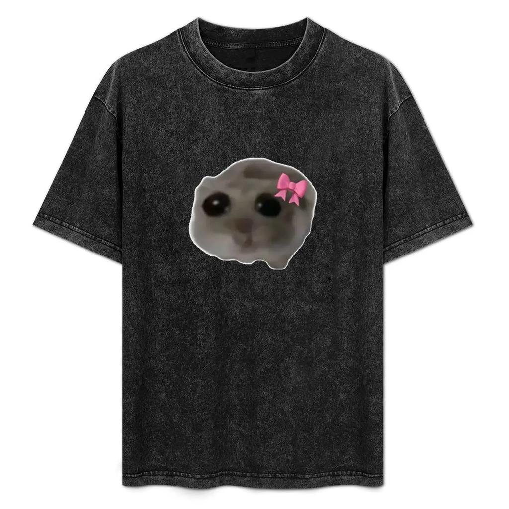 Sad Hamster Meme T-Shirt vintage T shirts Korean Fashion Aesthetic Clothes Sweat Men t shirt