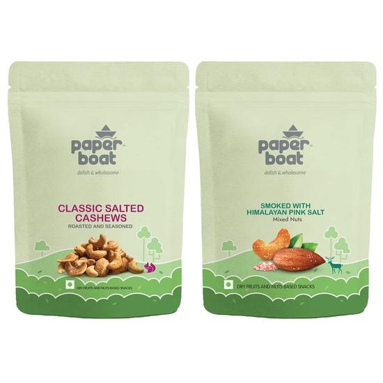 

Paper Boat Smoked and Roasted Nuts Combo | Mixed Nuts & Salted Cashews (2 X 200gms) 400GM