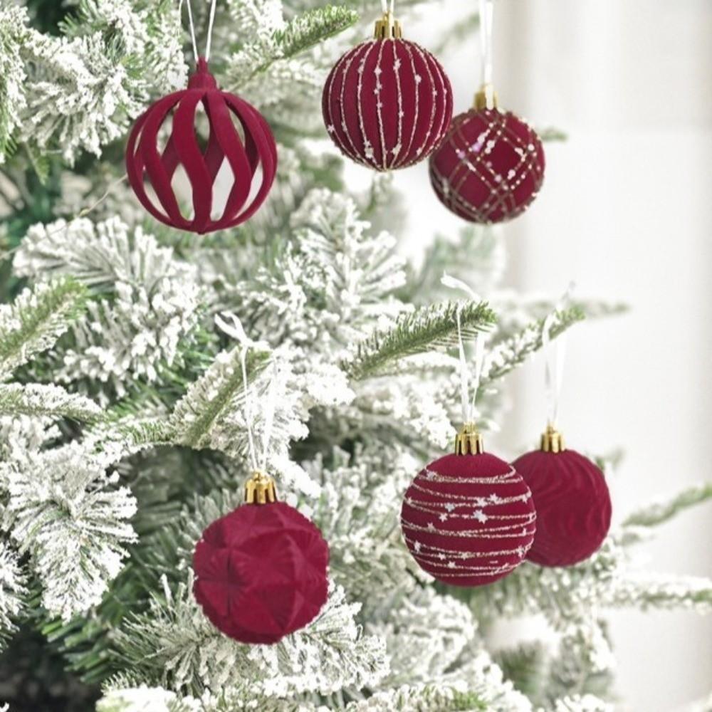 12pcs Hand-Painted Christmas Hanging Ball Flocking Xmas Tree Ornaments  Home Decor