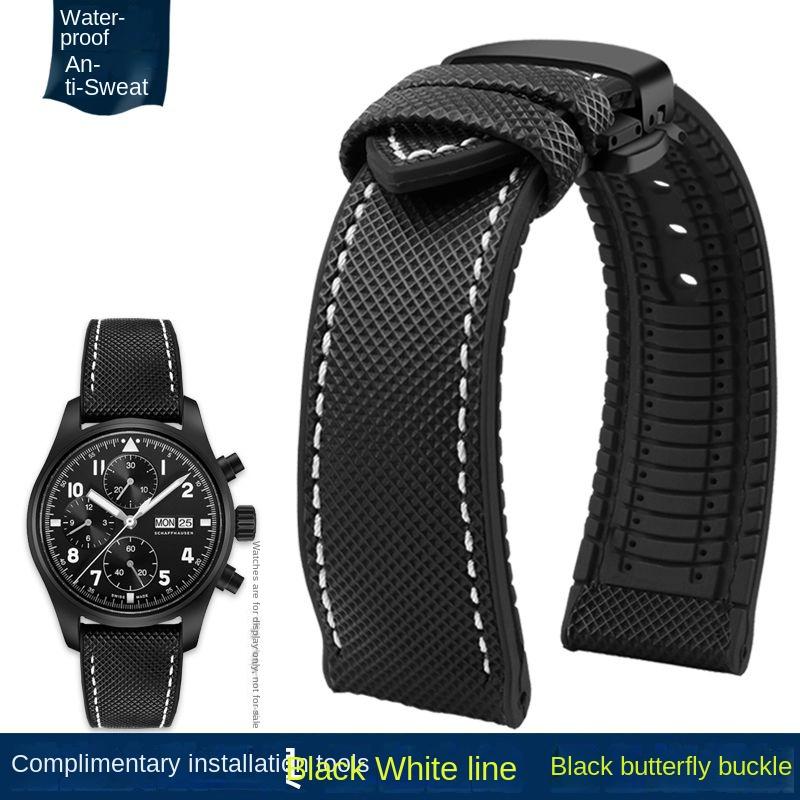 20mm 22mm 23mm 24mm Nylon Rubber Bottom Waterproof Watch Band for Longines IWC Pilot Mark 18 Seiko Omega Series Watchband Strap
