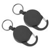 2 Pcs Retractable Key Holder High Rebound Stainless Steel Wire Anti Lost Retractable Badge Reel Keychain