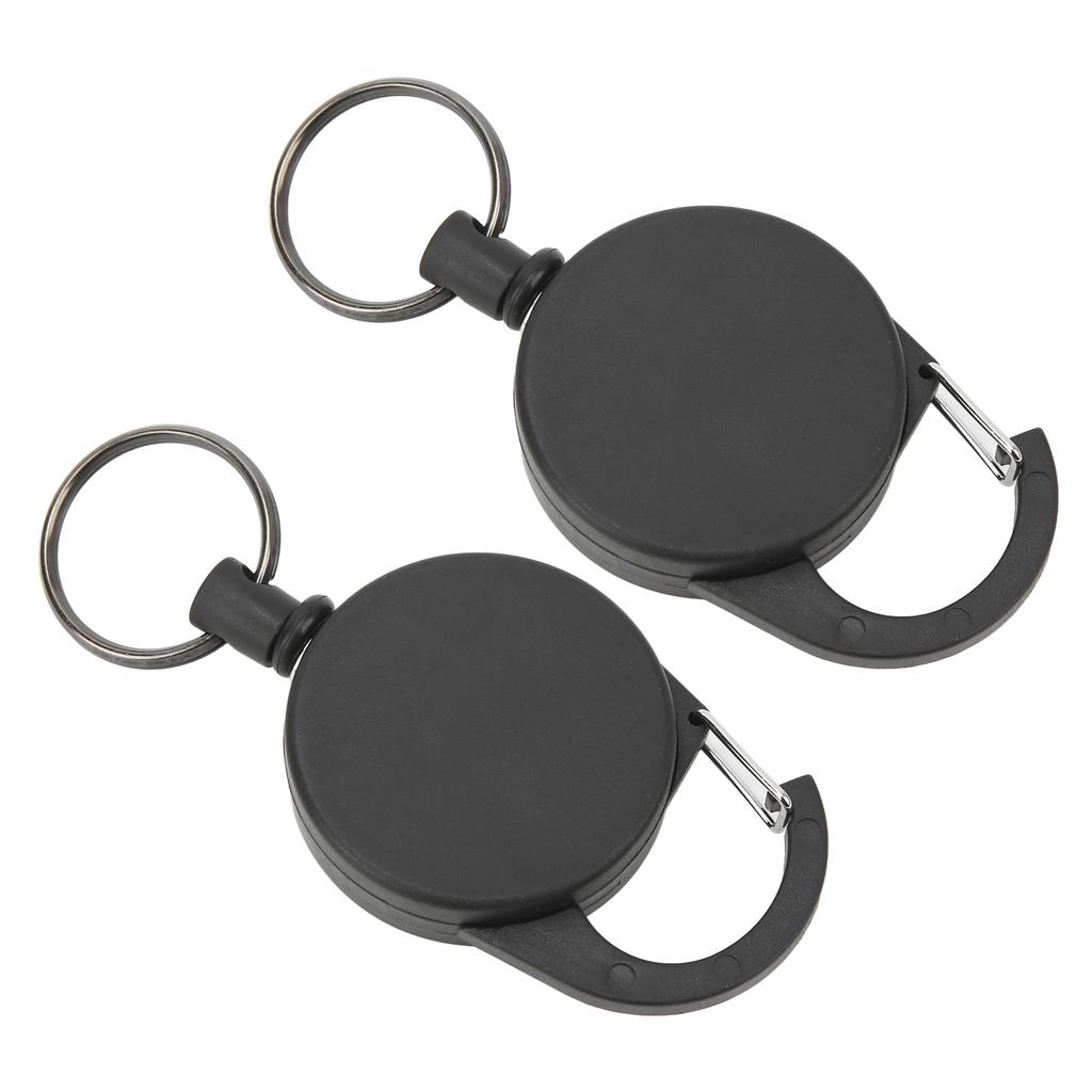 2 Pcs Retractable Key Holder High Rebound Stainless Steel Wire Anti Lost Retractable Badge Reel Keychain