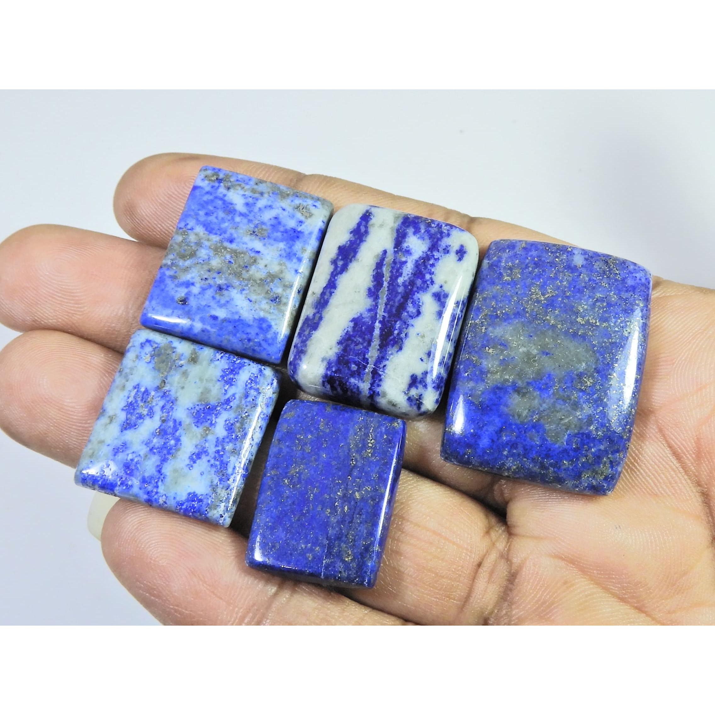 185Cts. Natural Blue Lapis Lazuli Octagon Cabochon Loose Gemstone 05 Pcs Lot C-2333