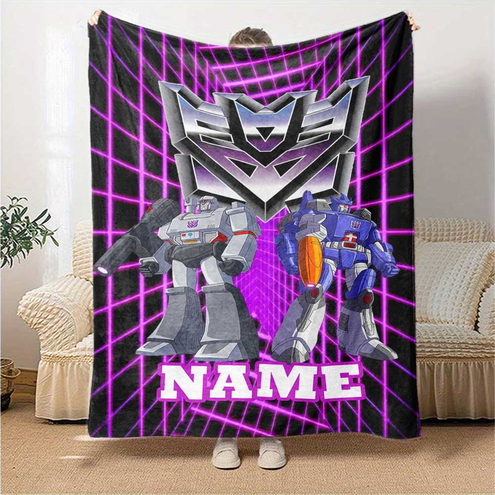 Love Transformers (11) Personalized Text Blanket Lightweight Personalized Blanket Durable Comfort Versatile for Nap Bed Office Home Decor