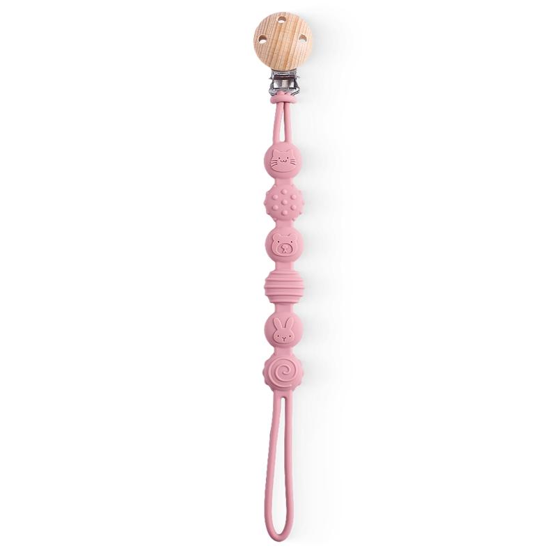 Beech Wood Pacifier Clip Silicone Chain Anti-Drop Baby Accessories Pacifier Chain Nipple Holder Nipple Clip Cartoon Dummy Holder