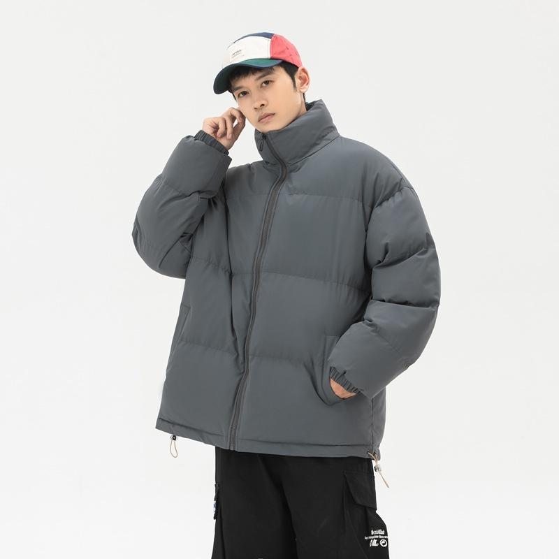 

Candy color bread clothes cotton clothes men s 66 thickened stand-up collar business casual cotton clothes trendy brand student cotton clothes 3XL темно-серого