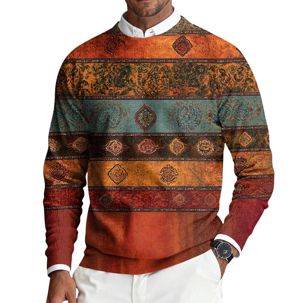 Herren Rundhals Langarm Rippstrick Pullover