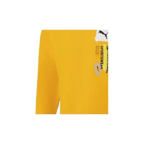 PUMA Men's Pullover Hoodie with Logo Lettering in Yellow
