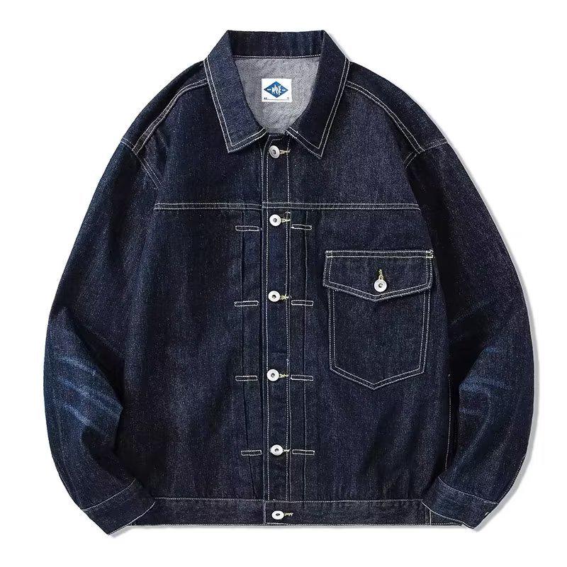 

Модная мужская черная джинсовая куртка в гонконгском стиле 2023 года — американская ретро-рабочая одежда для весны, осени и зимы 3XL