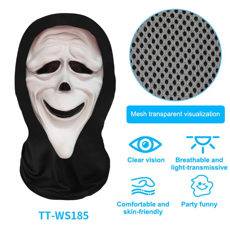 Eerie Ghost White Mask, Halloween Skull Face Costume Accessories, Party Props For Horror Cosplay Masquerade For Adults
