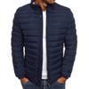 2024 Winter European Men's Stand Collar Cotton Jacket, Solid Color, Plus Size Casual Outerwear