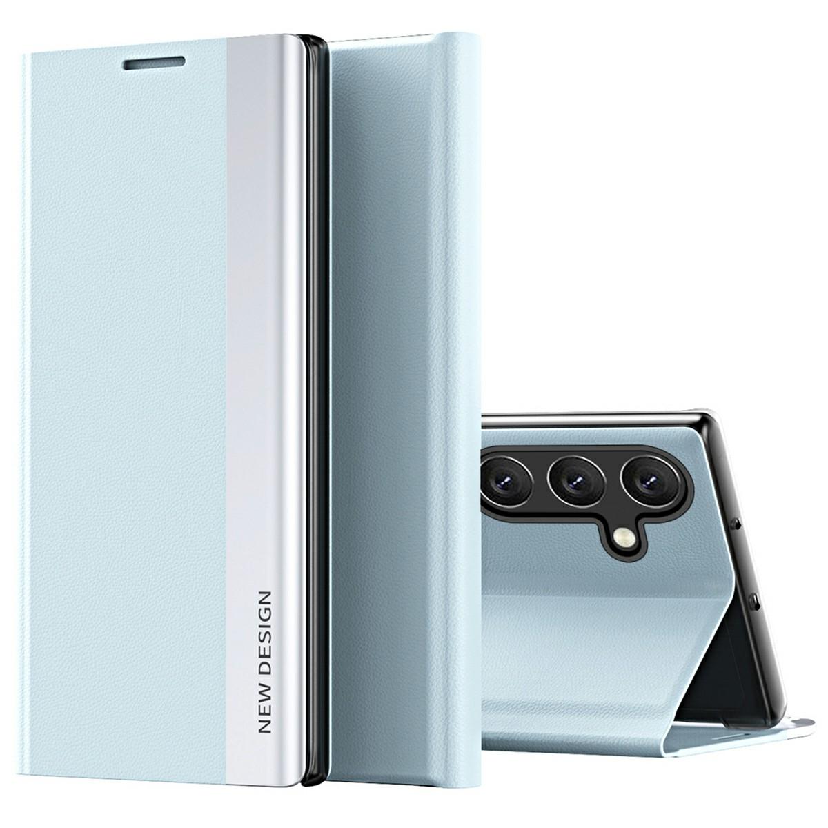 

For Samsung Galaxy S25 Case Anti-Drop Leather Phone Cover with Stand Sky Blue