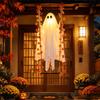 AOKOWN Dekoracja Halloweenowa girlanda klonowa zawiera świecącego ducha huśtawkę zewnętrzna duża ozdoba wisząca