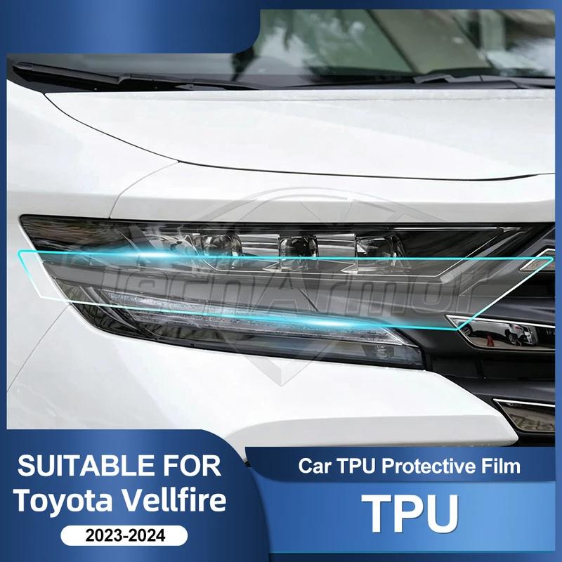 TPU Car Headlight Protective Film For Toyota Vellfire 2023-24 Transport & Smoke Anti-Scratch Auto External Accessorie Auto Parts.