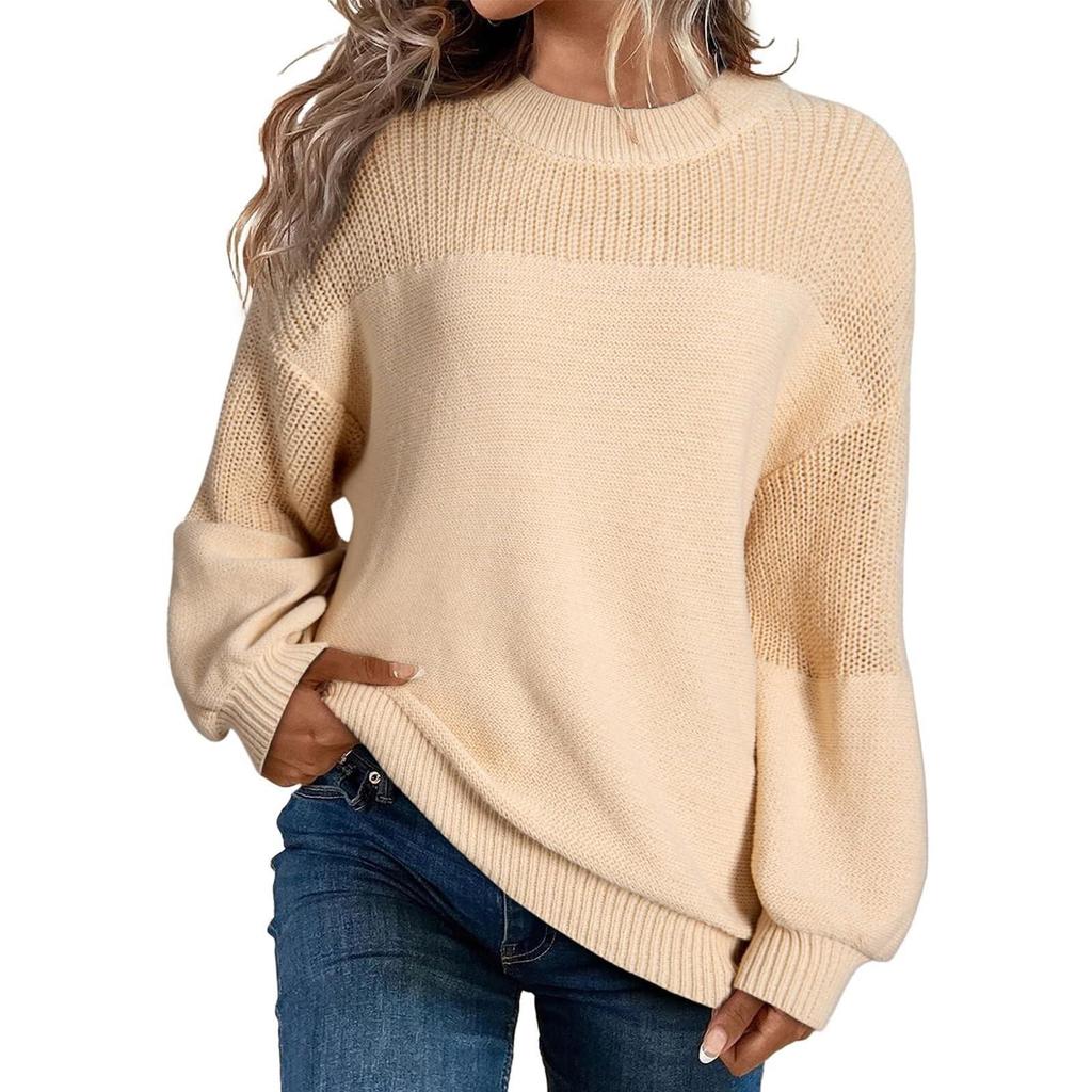 Damen Langarm Winterpullover Strickpullover Rundhals Pullover Strickpullover