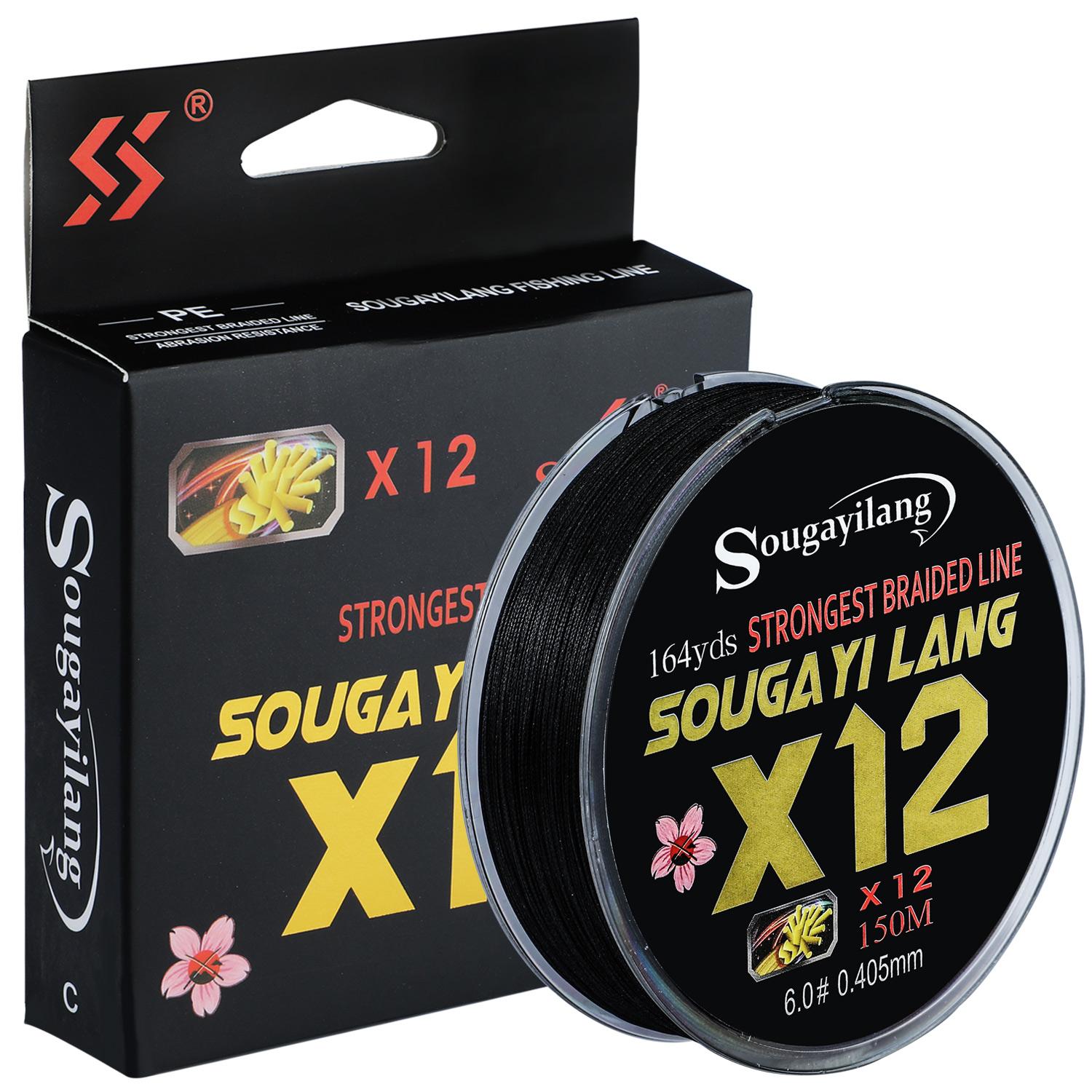 

Рыболовная леска Sougayilang, 12 нитей, плетеная леска, 20LB-103LB, прочная полиэтиленовая рыболовная проволока, морская рыболовная снасть, рыболовные снасти, леска 150M-0.234MM чёрный