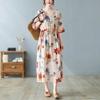Nowe luźne plus size drukowane sznurki do wiązania w pasie etniczny styl dekolt w serek rękaw pięciominutowy literackie długie sukienki