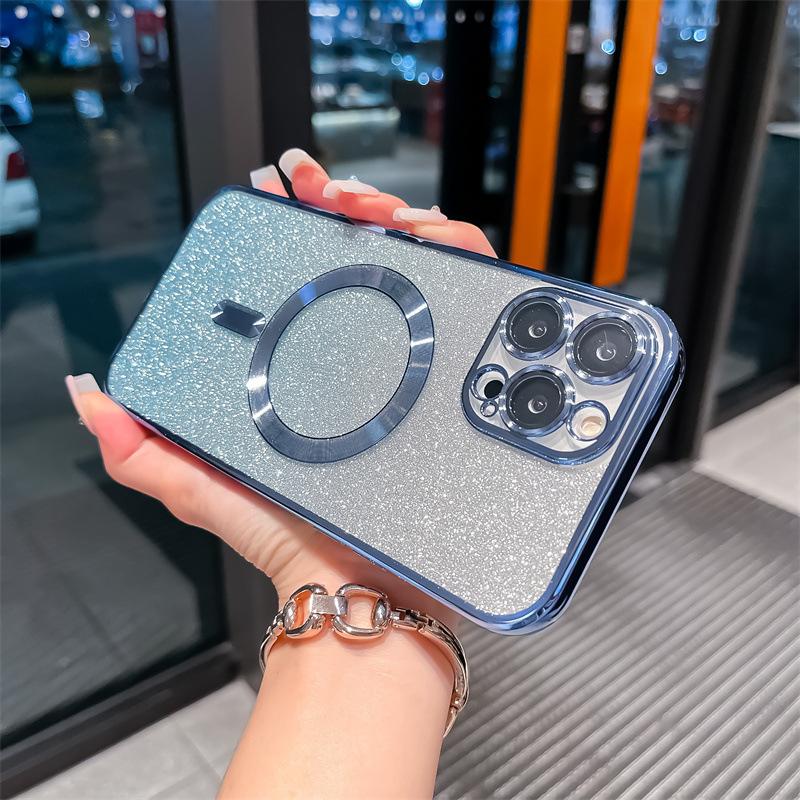 Applicable To Iphone16promax Electroplating Magnetic Suction 16 Mobile Phone Case 15 Apple 14 Transparent 13 Gradual Change Glitter 12