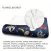 1pc Cosmic Astronaut Pattern Flannel Blanket, Soft Warm Throw Blanket Nap Blanket For Couch Sofa Office Bed Camping Travel