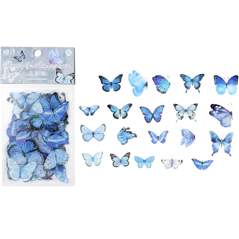 40Pcs/Bag Colorful Butterfly Stickers PET Transparent Decorative Epoxy Resin Fillings for DIY Epoxy Resin Crafts Book Decor