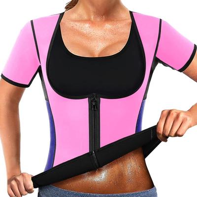 Frauen Neopren Sweat Sauna Anzug Kurzarm Fitness Shirts Workout Tank Tops Wear Abnehmen Body Shaper Taille Trainer Thermo Unterhemd