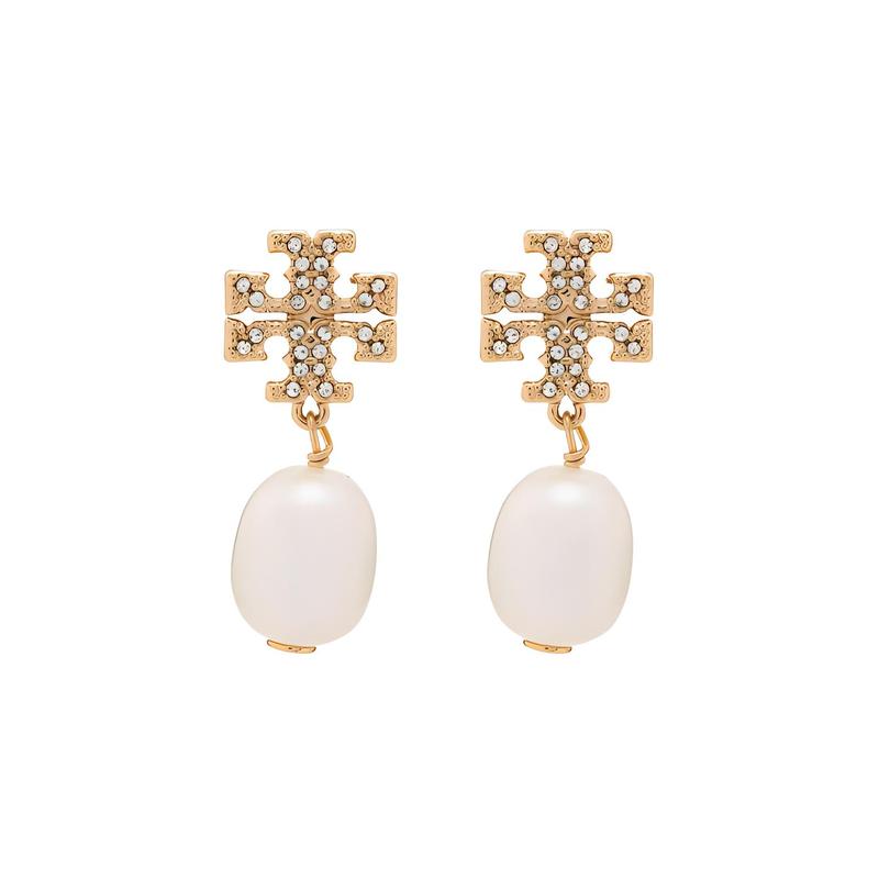 TORY BURCH Classic logo simple and versatile metal earrings for women 60525137-gold F золотой