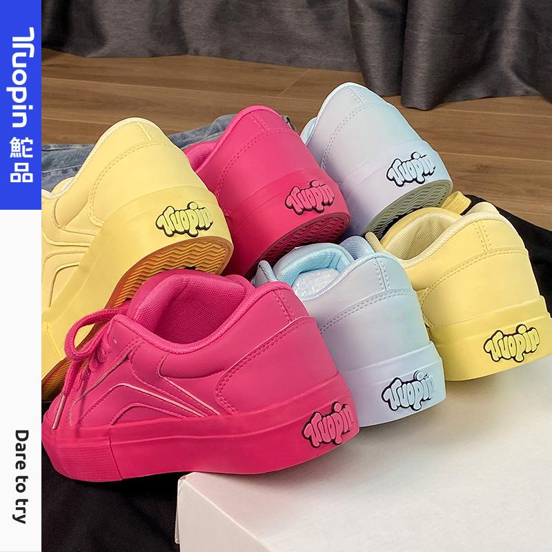 Thick baseplate shoes women's 2025 spring new versatile sports shoes children's students white shoes dopamine bread shoes