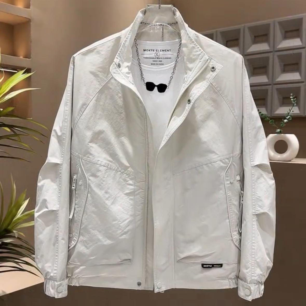 

New trendy brand outdoor tooling stand-up collar jacket men s high sense loose and versatile casual ruffian handsome top jacket M