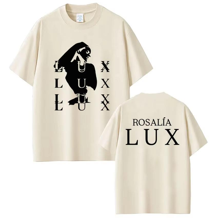 Singer Rosalia Lux 2026 Album Tour Print Vintage Loose Cotton Fashion Casual Short Sleeve Unisex And Unisex TShirt