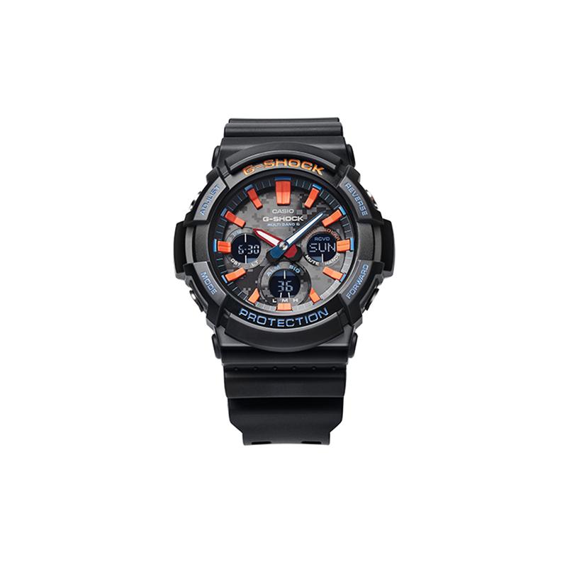 

Casio G-SHOCK City Battle Theme Series Night Battle Colorful Red, Blue and Black Color Waterproof Movement Quartz Movement Resin Strap GAW-100CT-1APR чёрный