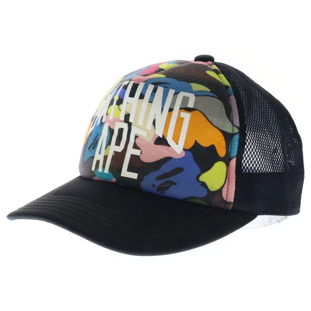 Used A BATHING APE Multi Camo NYC Logo Mesh Cap Multi Camo New York Logo Mesh Cap Black/Multi 001CPJ201008M