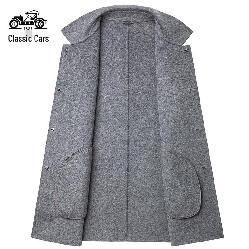 Lao Ye Che Men's Double-Faced Wool Mid-Length Coat