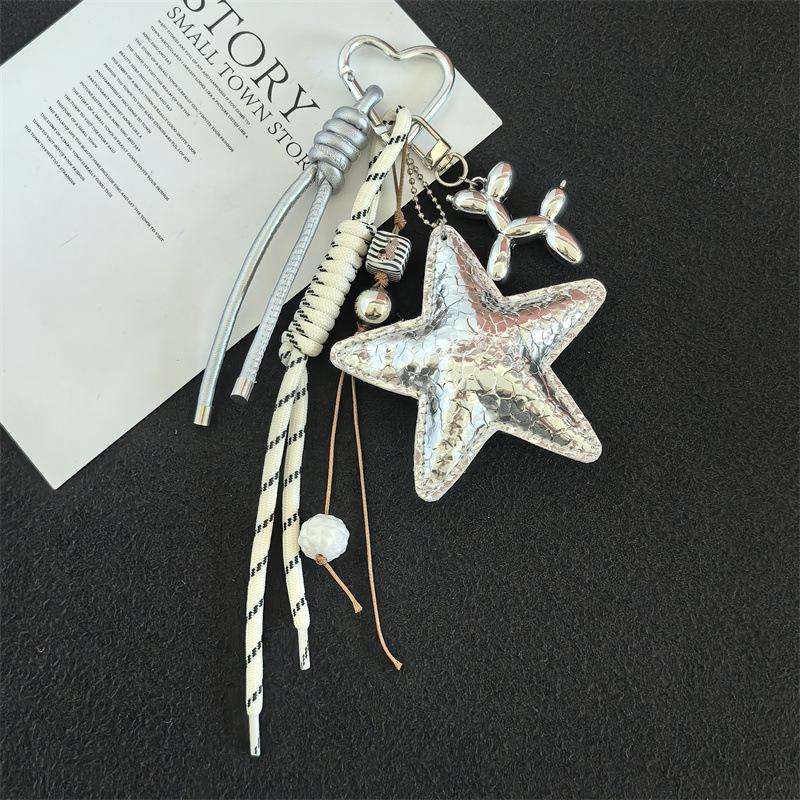 

2025 New PU Leather Starfish Bag Charm Cute Decorative Keychain Decoration Fashion Braided Rope Bag Accessorie Party Jewerly