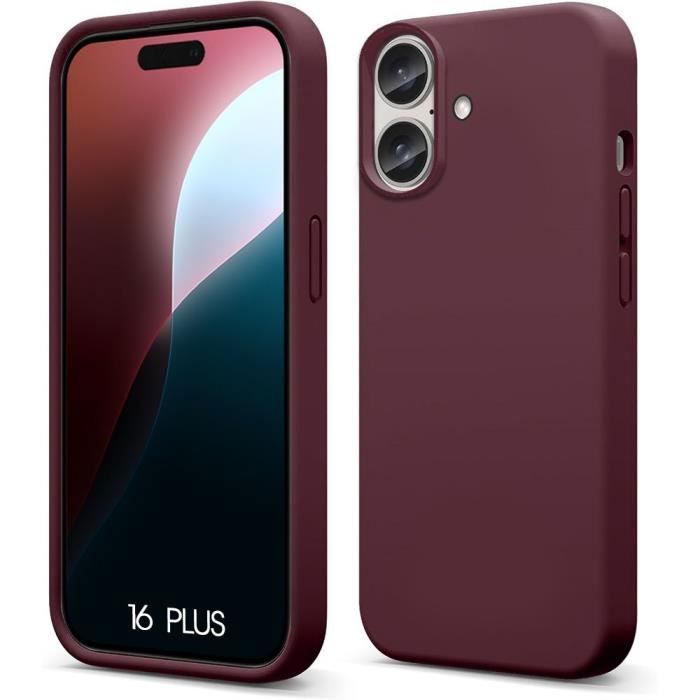Coque de protection - Silicone - pour iPhone 16 Plus - Rouge Bordeaux - Antirayures - Antidérapante