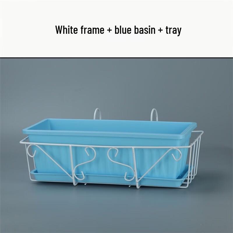 KEYSHEEL Rectangular Plastic Hanging Planter with Iron Frame