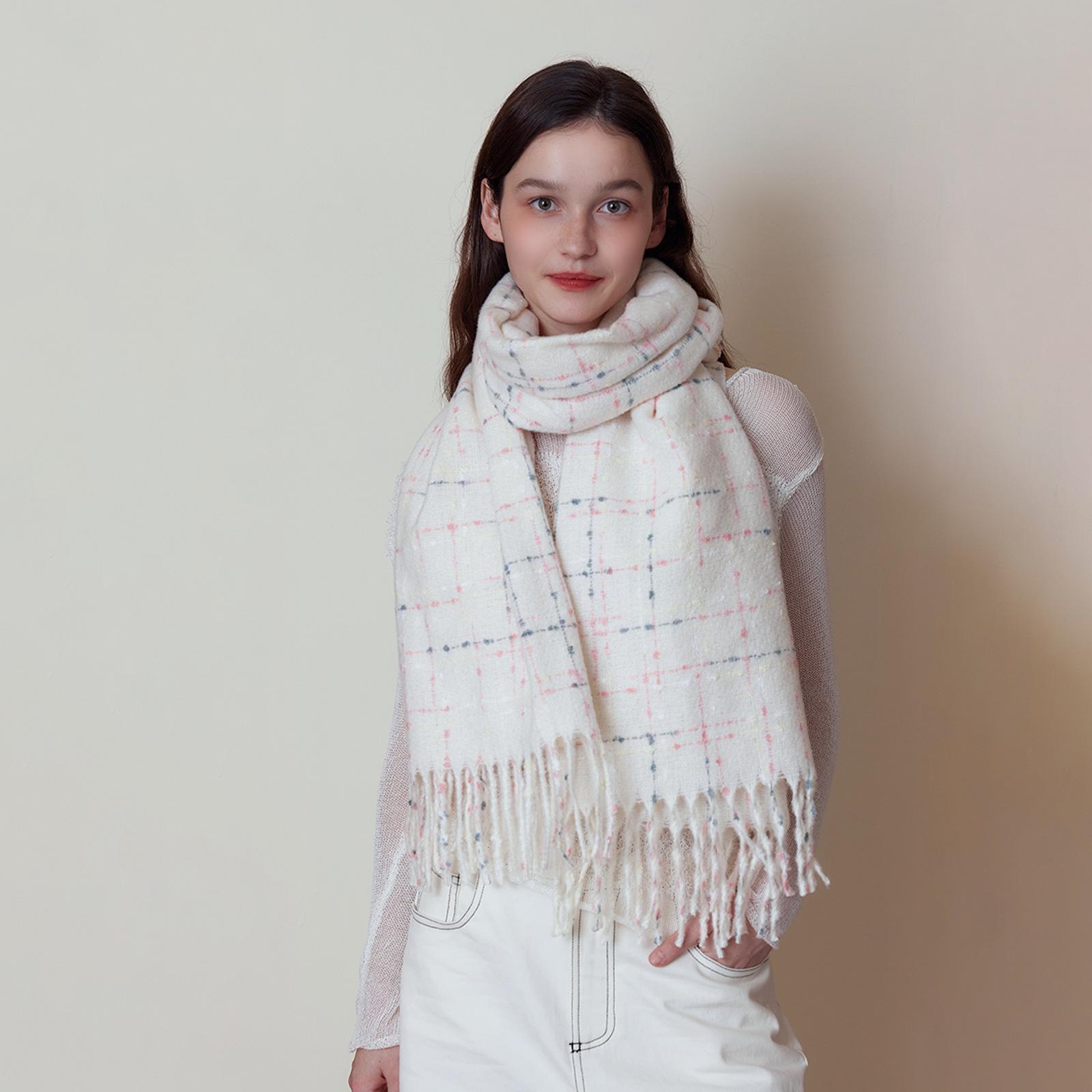 

Cream imitation cashmere plaid scarf women s winter gypsy scarf shawl