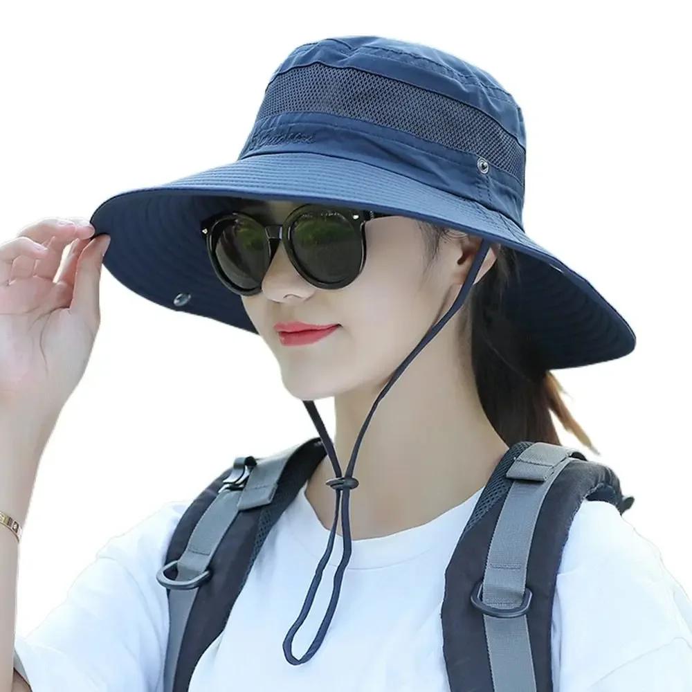 1Pc Summer Big Brim Sun Hat For Female Seaside Sun Protection UV Beach Cap Japanese Wild Fisherman Hat with Windproof Rope Gifts