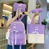Girl Large Capacity Backpack Set  Nylon Lightweight Elementary School Bag for School Start Season Multipurpose Handbag
