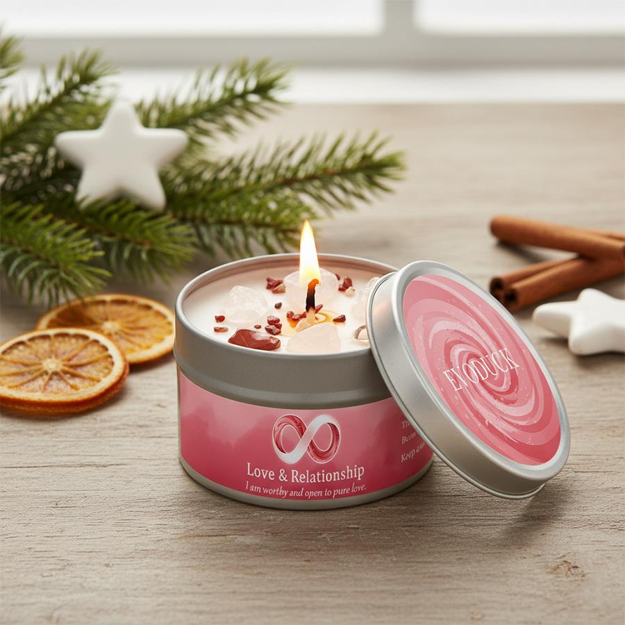 Scented Candles-3oz,Lavender&Chamomile Aroma with Healing Crystals, Great for Holiday Gifting Christmas/Halloween & Home Decor