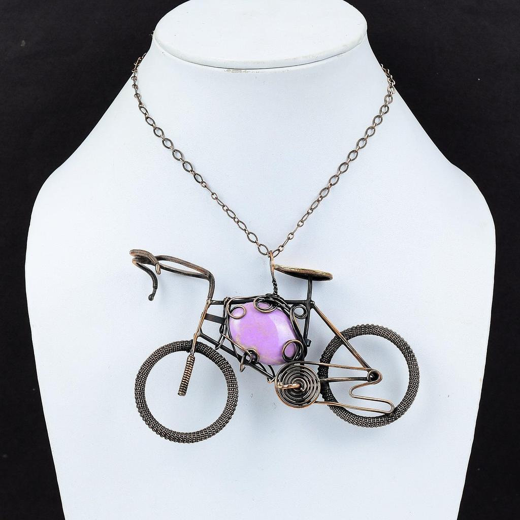 Phosphosiderite Pendant Copper Wire Wrapped Pendant Gemstone Pendant Handmade Cycle Pendant Phosphosiderite Copper Jewelry Anniversary Gifts