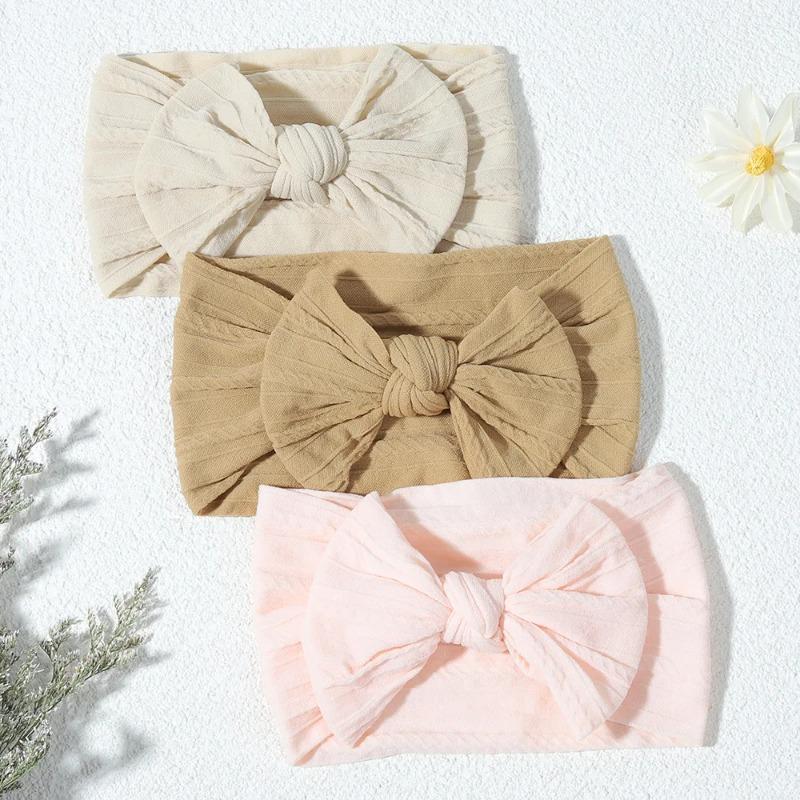 Solid Color Bowknot Baby Headband Sweet Headwear Kids Girls Boutique Elastic Protect Turban Headand Baby Hair Style Accessories