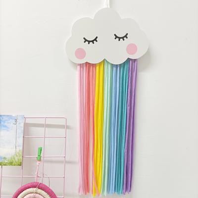 Kızlar için Gökkuşağı Saç Fiyongu Tutucu Organizatör Makrome Püsküller Ev Duvar Askısı Saç Tokası Askı Depolama Kemer Kawaii Oda Dekoru