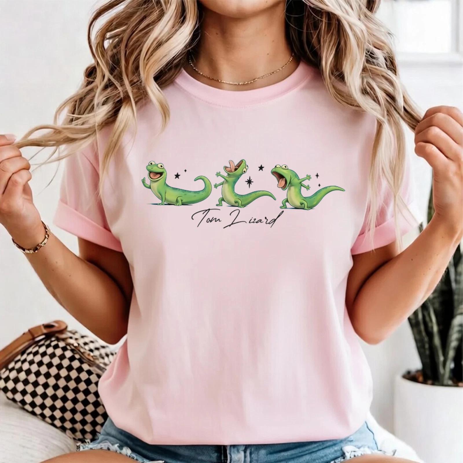 Funny Tom Lizard Shirt Cute Reptile Graphic Tee Humorous Animal Lover Gift L
